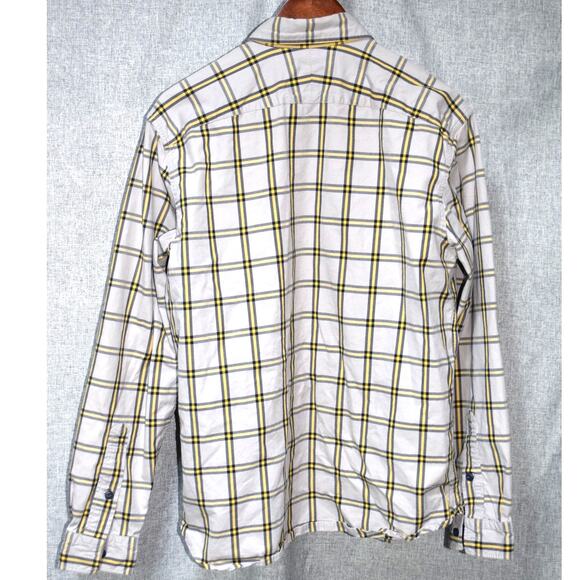 Lacoste Men’s Slim Fit Plaid Button-Down Shirt Gray Yellow Blue Size 42 (Large) - Picture 3 of 3